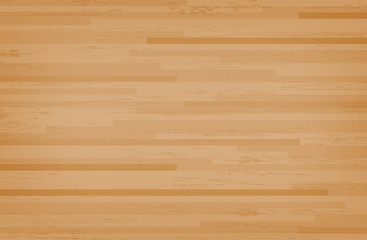 Hardwood maple basketball court floor viewed from above. Wooden floor pattern and texture. Vector.