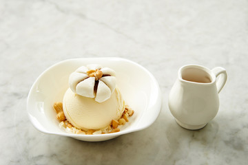 Ice cream with mochi and nuts 