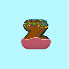 Sweet character from a fontset with, vector illustration