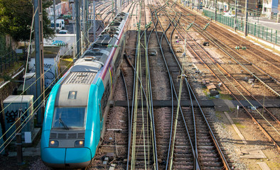 train rides by rail with multichannel tracks