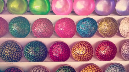 Thai plates of coconut tree are on the counter