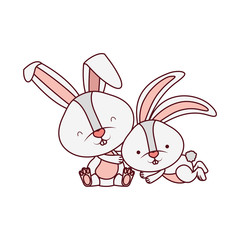cute rabbits isolated icon