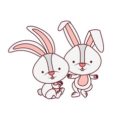 cute rabbits isolated icon
