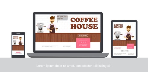 Flat Coffee House Concept