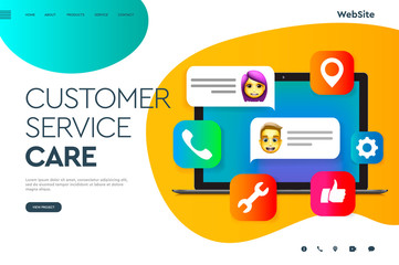 Web page design templates for User Support Service, Call Center, Customer Care Service. Modern vector illustration concept for website and mobile website development.