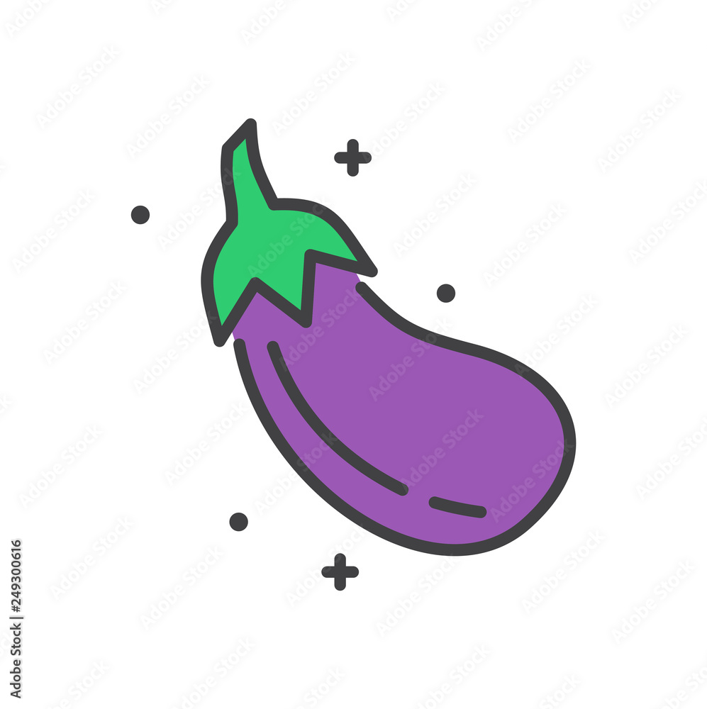 Poster eggplant line icon on white background for graphic and web design, modern simple vector sign. intern