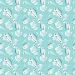 Fototapeta premium pattern with seashells on turquoise background 3