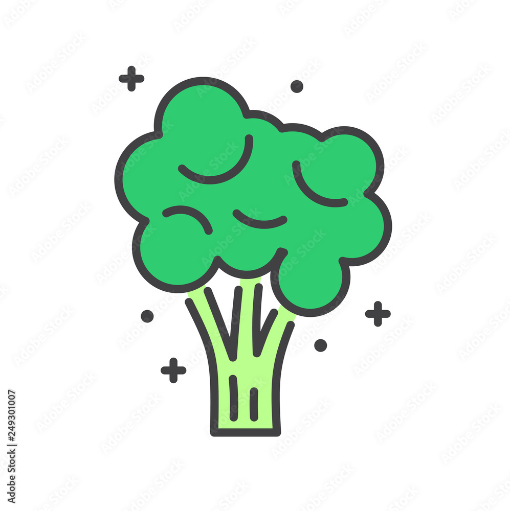 Poster broccoli line icon on white background for graphic and web design, modern simple vector sign. intern