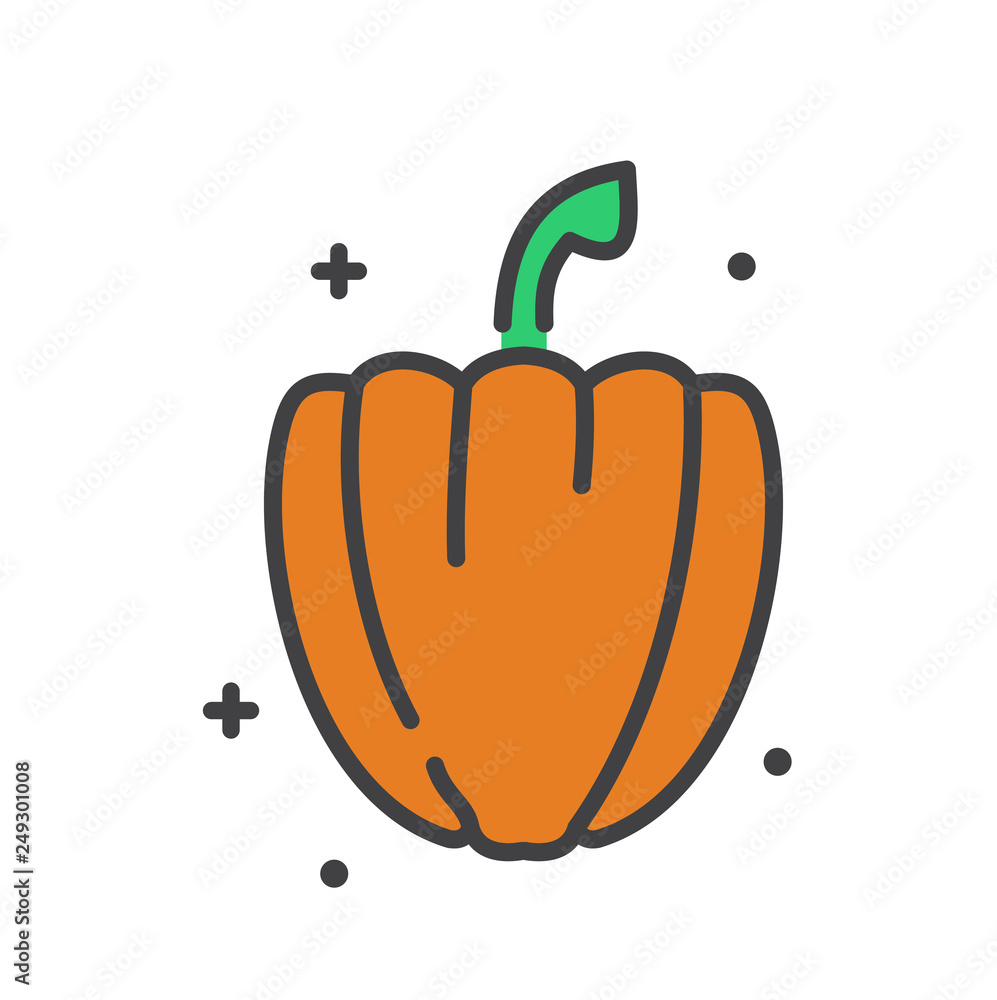 Poster paprika line icon on white background for graphic and web design, modern simple vector sign. interne