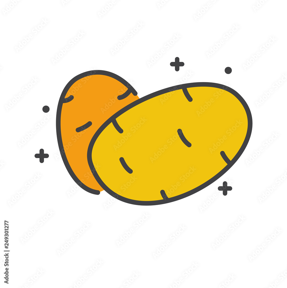 Poster potato line icon on white background for graphic and web design, modern simple vector sign. internet