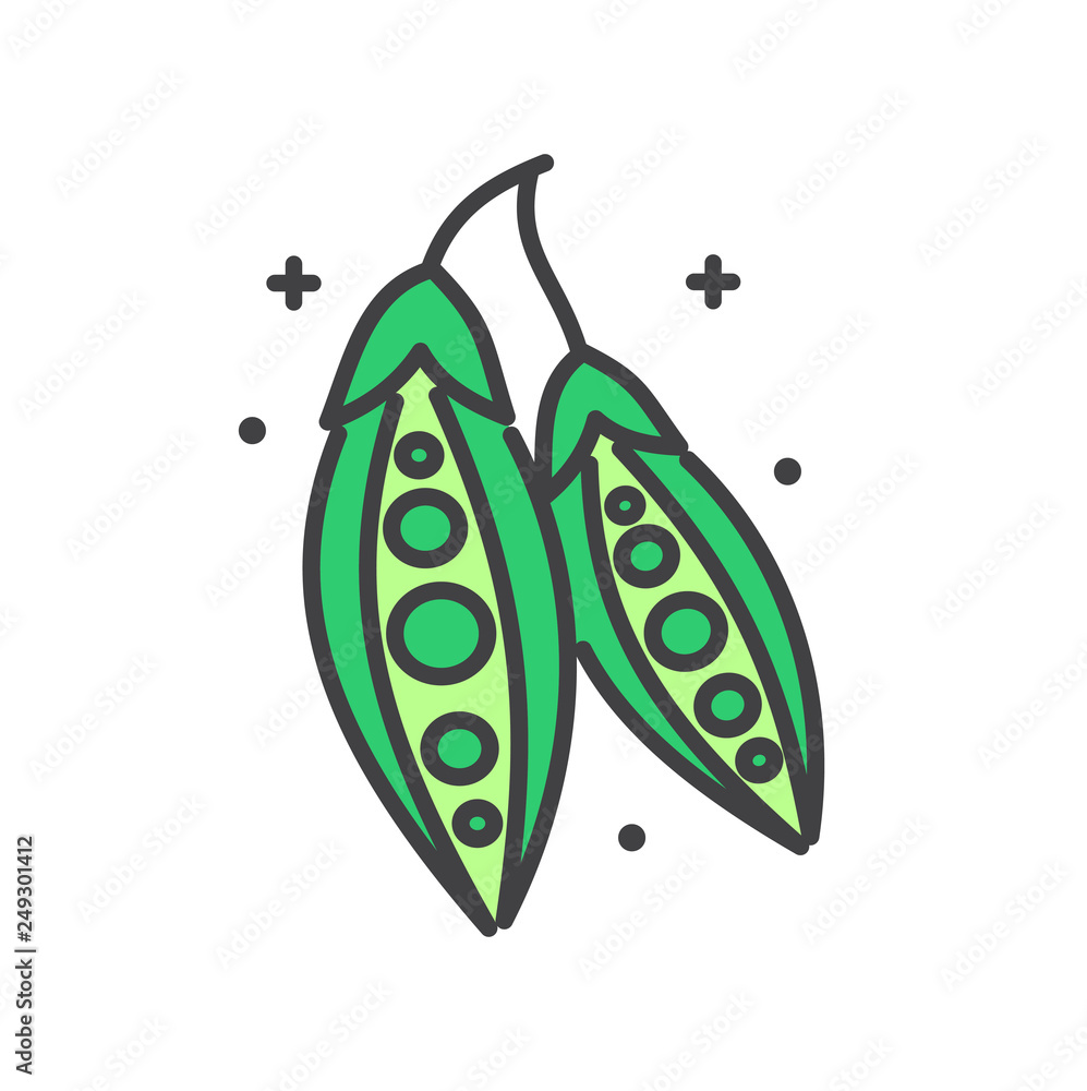 Poster peas line icon on white background for graphic and web design, modern simple vector sign. internet c