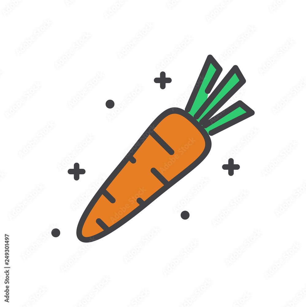 Poster carrot line icon on white background for graphic and web design, modern simple vector sign. internet
