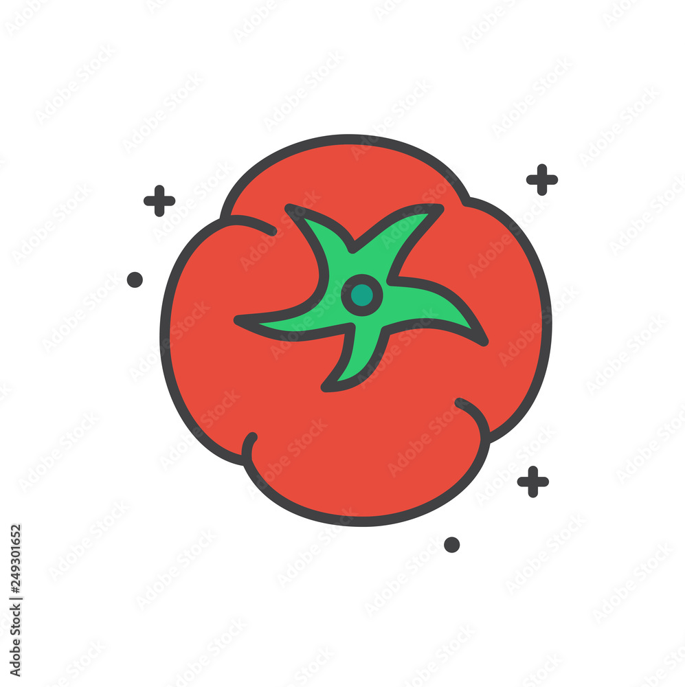 Poster tomato line icon on white background for graphic and web design, modern simple vector sign. internet