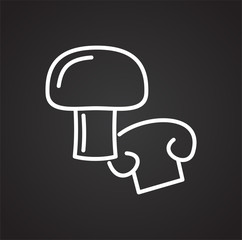 Mushroom line icon on black background for graphic and web design, Modern simple vector sign. Internet concept. Trendy symbol for website design web button or mobile app