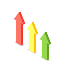 Arrow raising up, financial growth, crowdfunding concept. Business progress, financial increase and profit improvement, achievement success, pointers