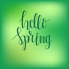 Vector Hello Spring Hand Lettering.
