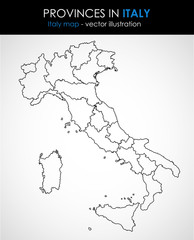 Italy map outline graphic. Vector illustration.
