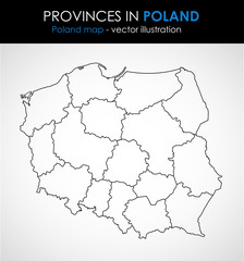 Poland map outline graphic. Vector illustration.