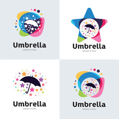 Collection Of Umbrella Star Logo Set Design Template Inspiration
