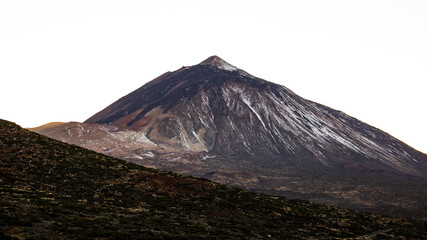 Sunset with Teide volcano and white sky in Tenerife