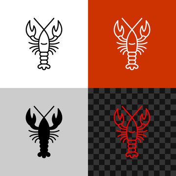 Lobster icon. Simple line lobster or crayfish.