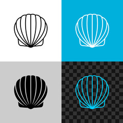 Scallop seashell line icon. Linear sea shell.