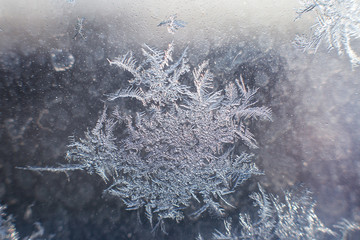 snow pattern on the glass from frost