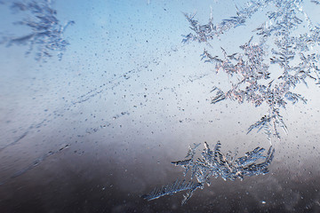 snow pattern on the glass from frost