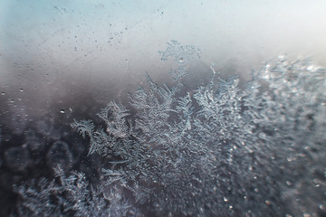 snow pattern on the glass from frost