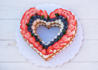 beautiful heart shaped cake for Valentine's day on white background