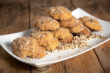 Traditional greek honey cookies with nuts called melomakarouna.