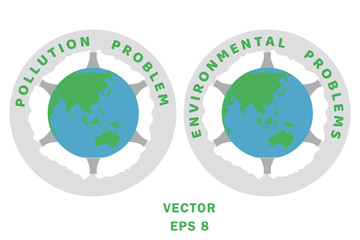 Icon environmental ecological problem of global warming and pollution vector illustration