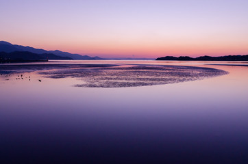 Naklejka premium 糸島美しく静かな夕方の海