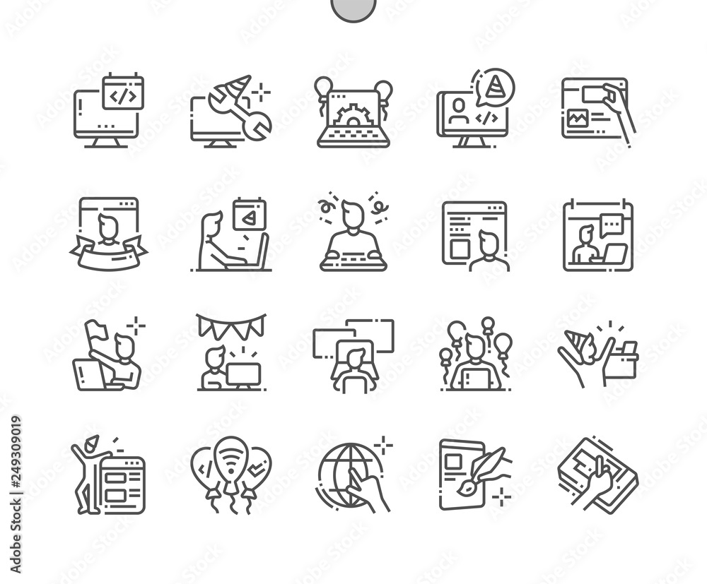 Fototapete webmaster's day well-crafted pixel perfect vector thin line icons 30 2x grid for web graphics and ap