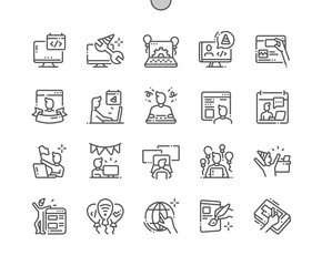 Webmaster's Day Well-crafted Pixel Perfect Vector Thin Line Icons 30 2x Grid for Web Graphics and Apps. Simple Minimal Pictogram - obrazy, fototapety, plakaty