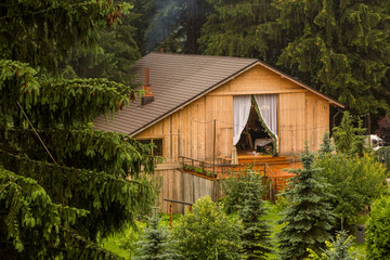 Beautiful view of barn into the forest