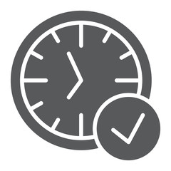 In-time glyph icon, watch and countdown, clock sign, vector graphics, a solid pattern on a white background.