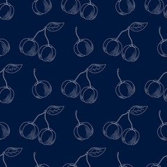 Barbados cherry print. Acerola, Malpighia glabra seamless pattern