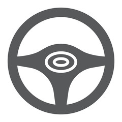 Steering wheel glyph icon, auto and drive, car wheel sign, vector graphics, a solid pattern on a white background.