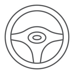 Steering wheel thin line icon, auto and drive, car wheel sign, vector graphics, a linear pattern on a white background.