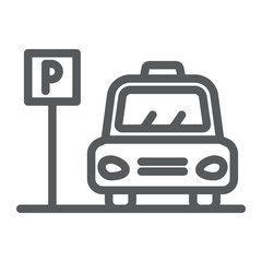 Parking line icon, auto and place, car zone sign, vector graphics, a linear pattern on a white background.