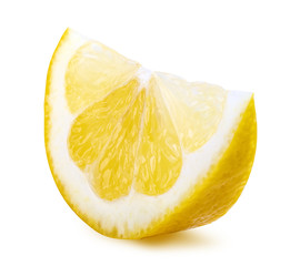 Segment of lemon isolated on white background