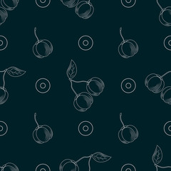 Malpighia glabra print. Vector seamless pattern acerola berry, Barbados cherry