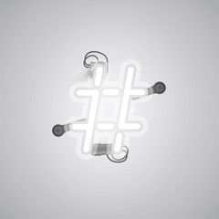 Gray realistic neon character with wires and console from a fontset, vector illustration