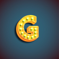 'Broadway' character with lamps from a fontset, vector illustration