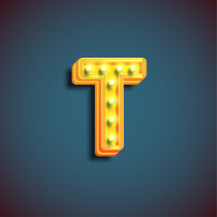 'Broadway' character with lamps from a fontset, vector illustration