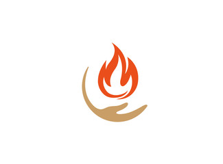 Creative Fire Hand Holding Logo