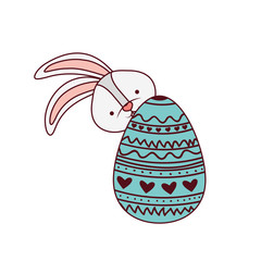 easter rabbit with egg isolated icon