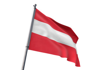 Austria flag waving isolated white background 3D illustration