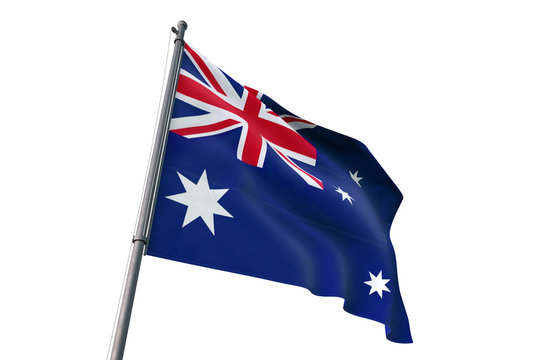 Australia Flag Waving Isolated White Background 3D Illustration